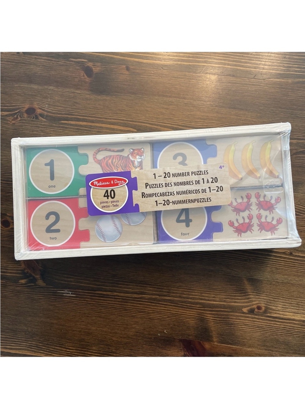 Melissa & Doug Self-Correcting Wooden Number Puzzles With Storage Box (40 pcs)
